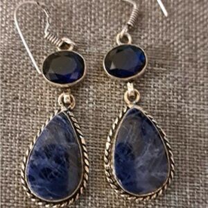 Purple and sterling earrings dangle